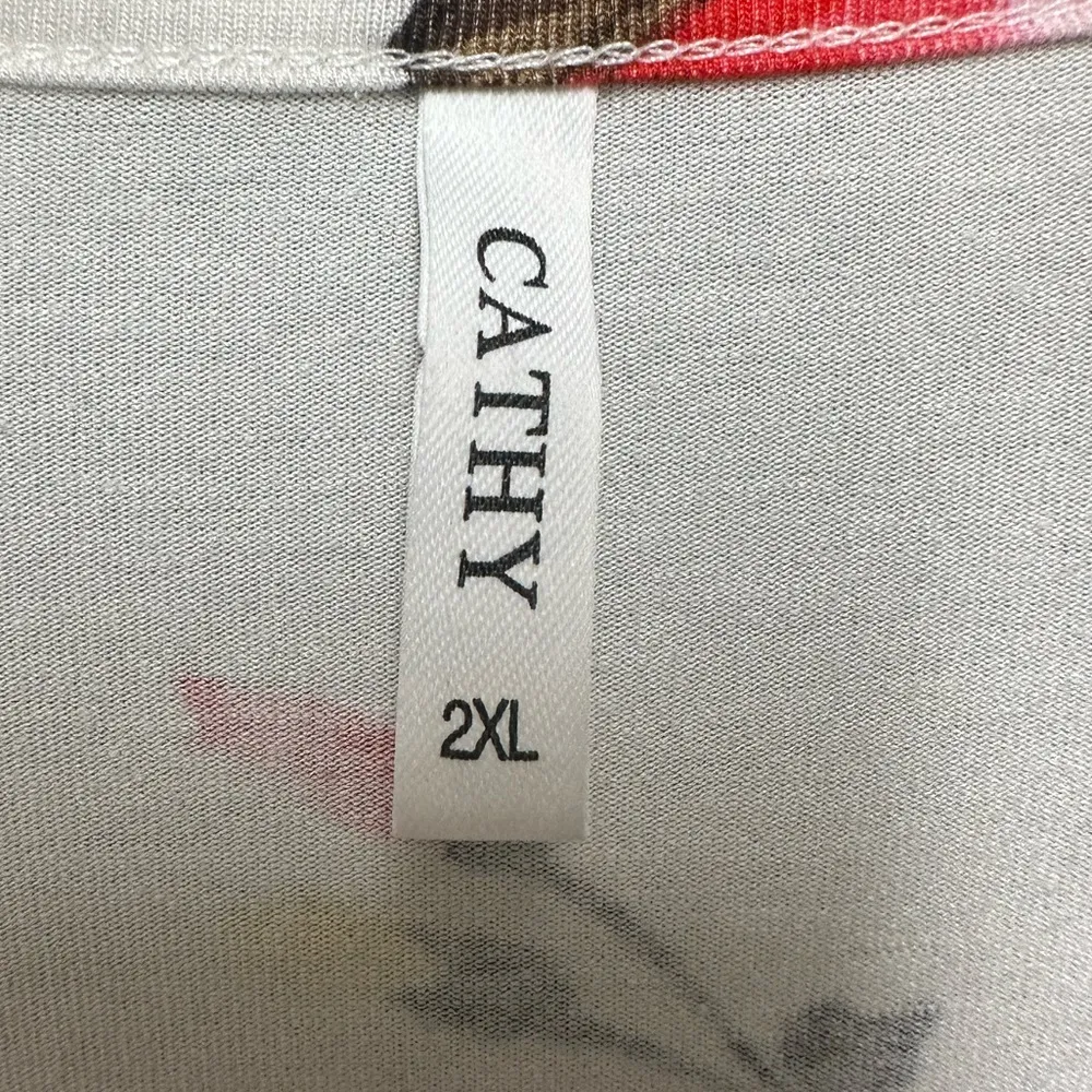 Cathy short sleeve floral pleated flowy fit blouse Size 2X - Image 6