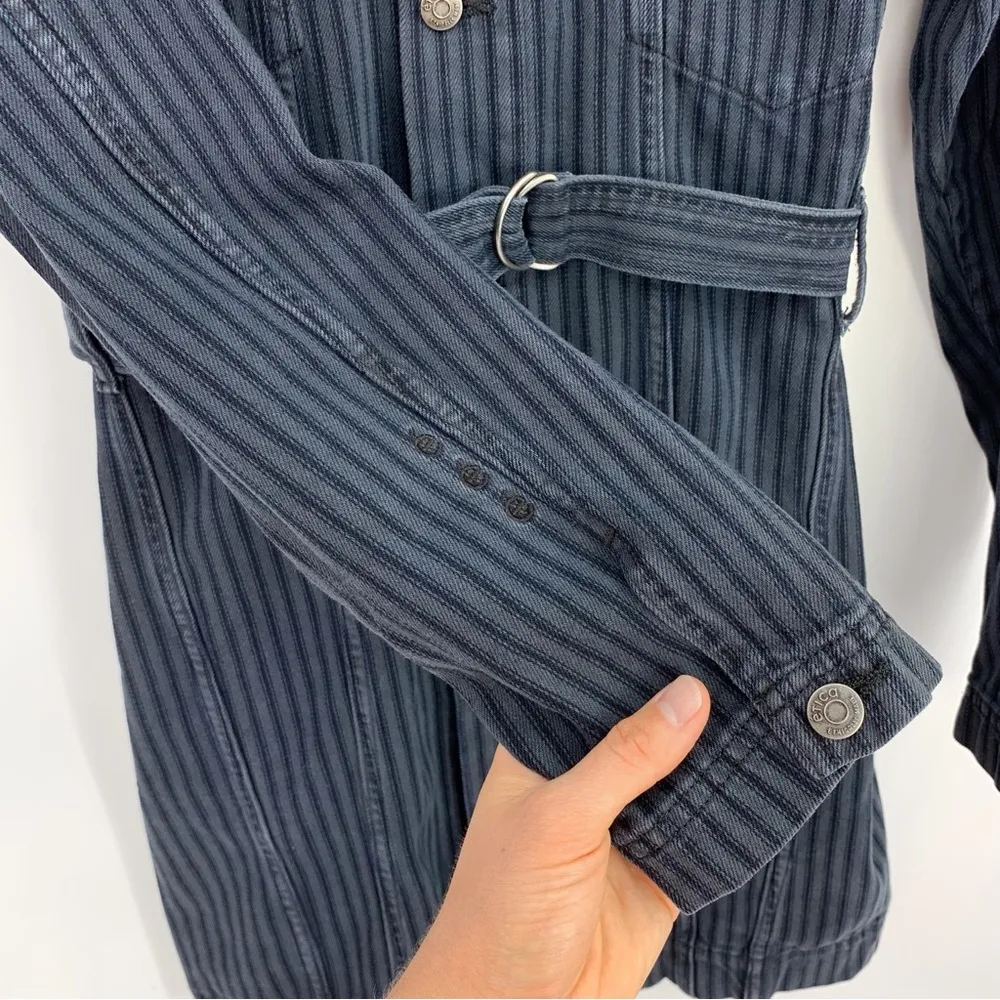 ÉTICA Joelle Jacket Denim Dress in Navy Blue Night Stripe S - Image 6