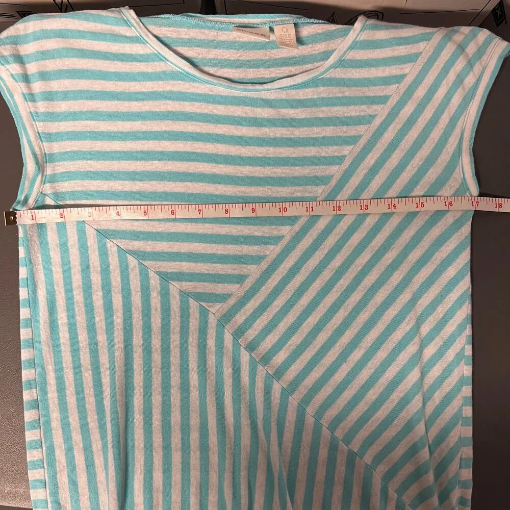 Chico's Linen Blend Top Womens 0/XS Beachy Coastal Nautical Minimalist Stretch - Image 4