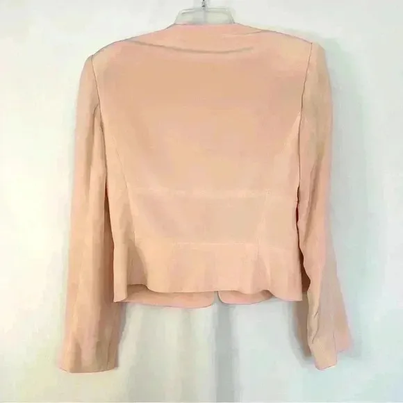 Vintage Carlisle Cropped Blazer Zip Up 100% Silk Womens Sz 10 Pink‎ New - Image 5