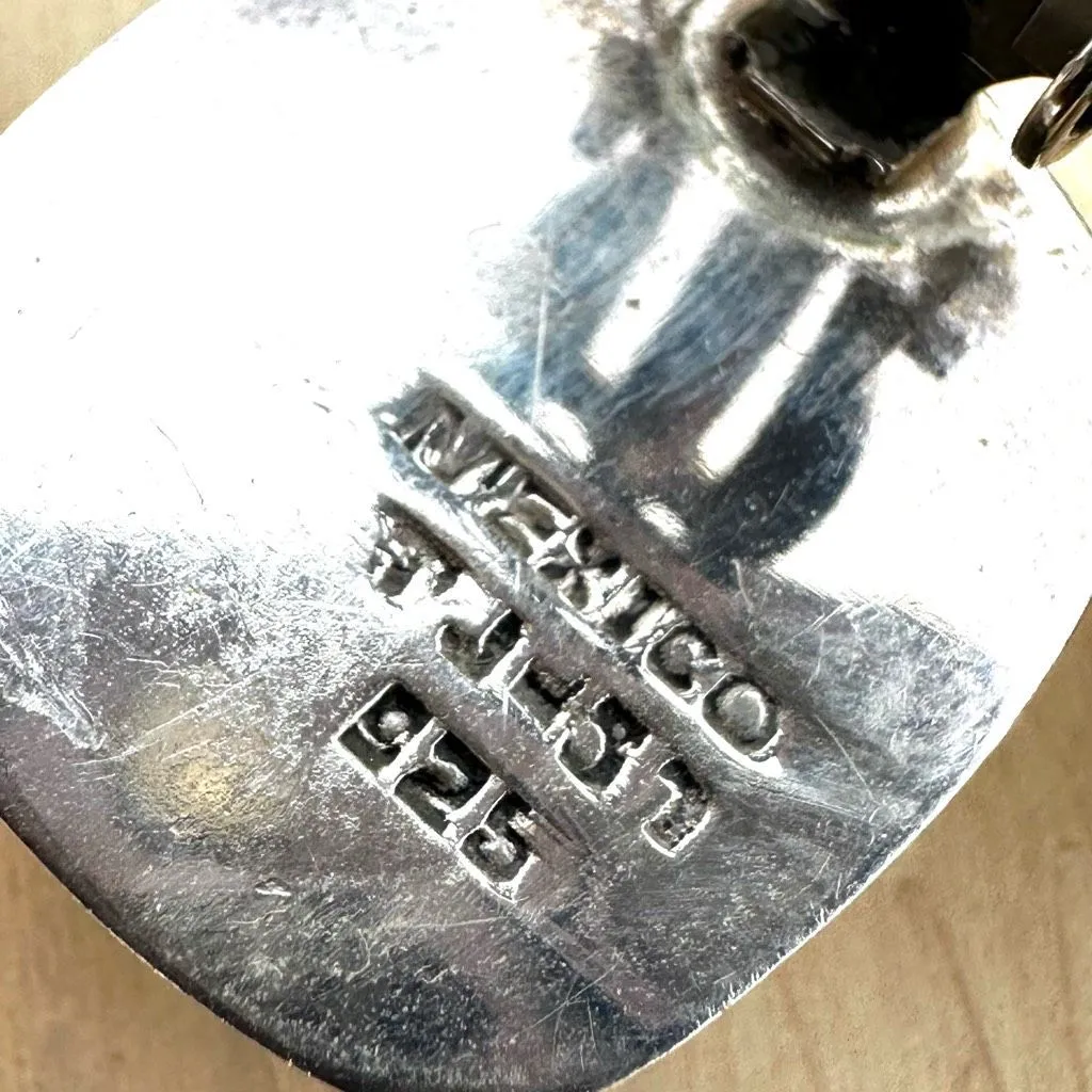 Vintage Mexican Sterling Silver & Green Aventurine Clip - Image 4