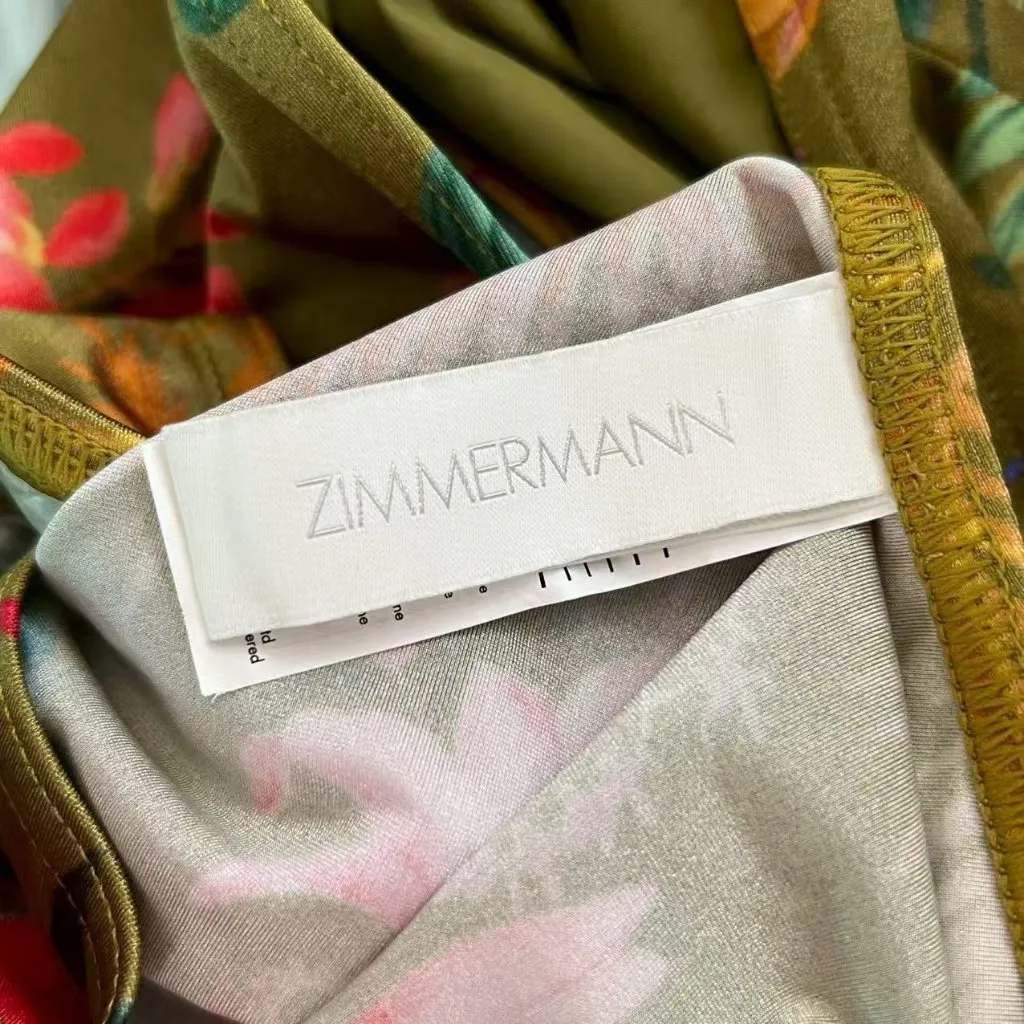 NWOT ZIMMERMANN Tropicana Asymmetrical Bikini Set in Khaki Floral Size 4 - Image 5