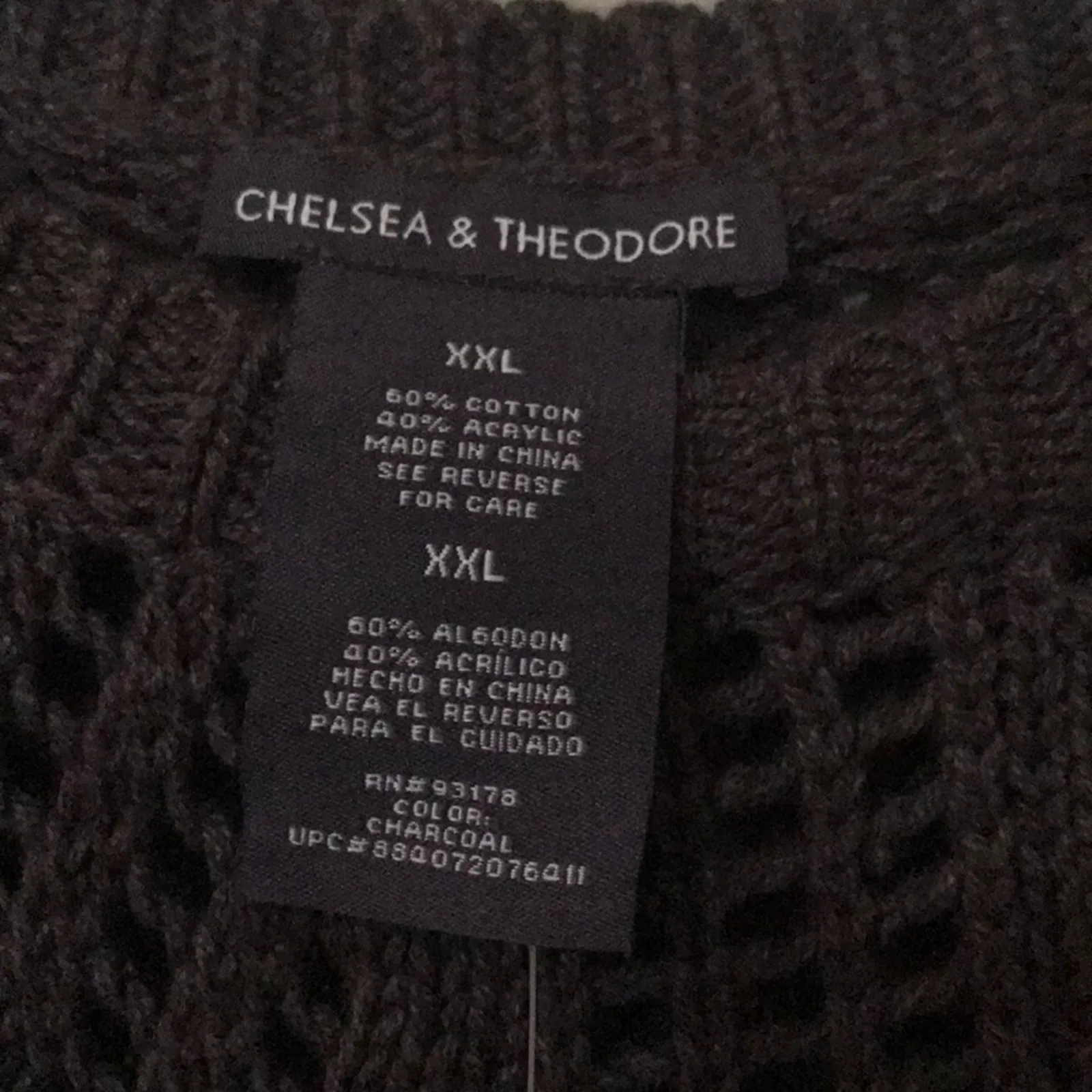 Chelsea & Theodore women's plus size XXL charcoal crochet sweater 3/4 sleeves Gray - Image 5