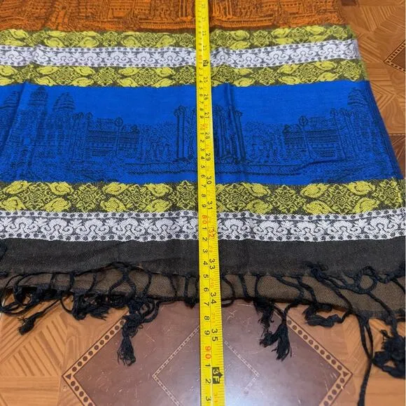 Vintage 100% New Silk Scarf of Angkor Wat Temple in Cambodia‎ - Image 5