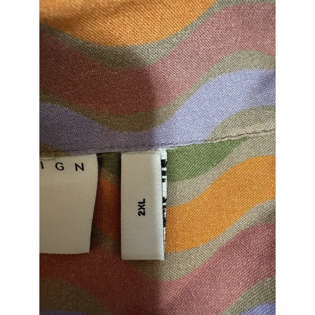 Asos Design Colorful Button Up Shirt Womens Sz 2XL To Fit‎ Chest Viscose Preppy - Image 4