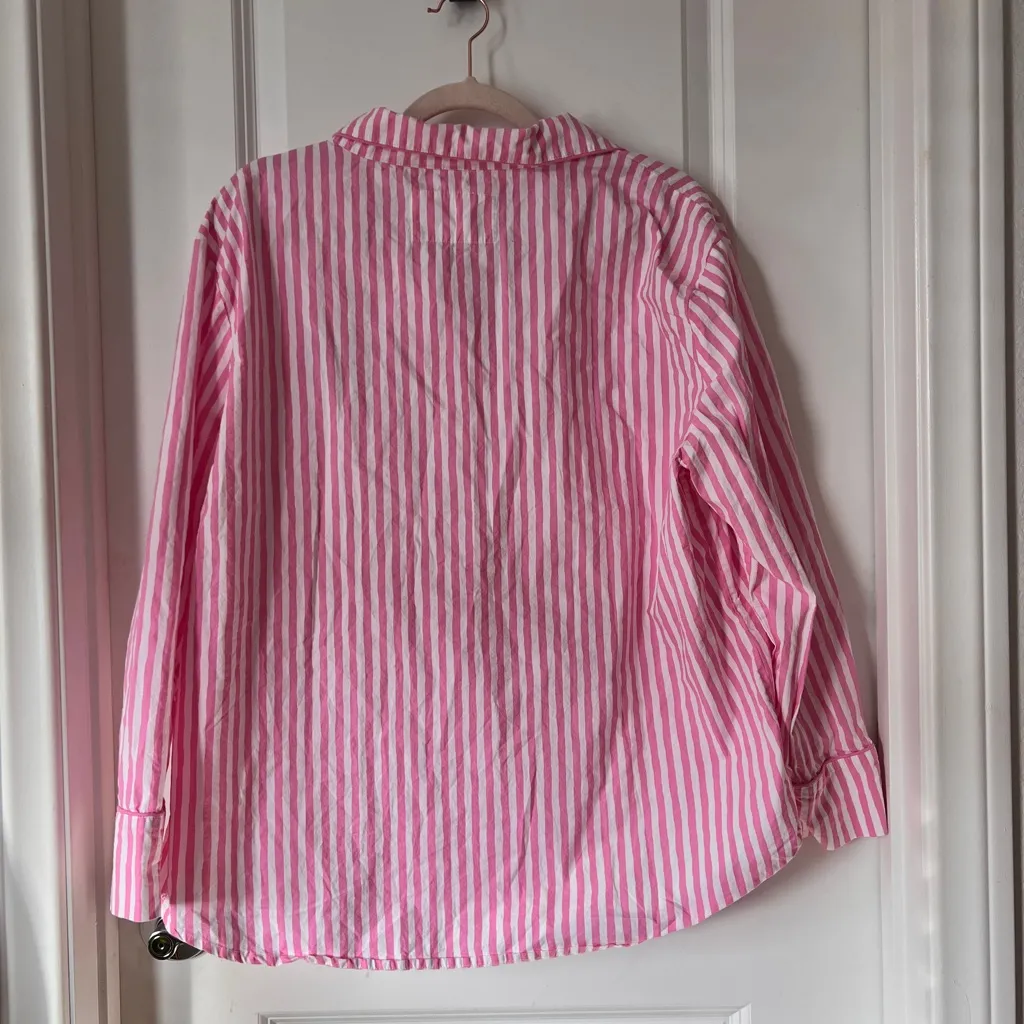 Bon Artis Pink Striped Cat Embroidery Pajama Set 100% Cotton Women’s Size 1 Size M - Image 6