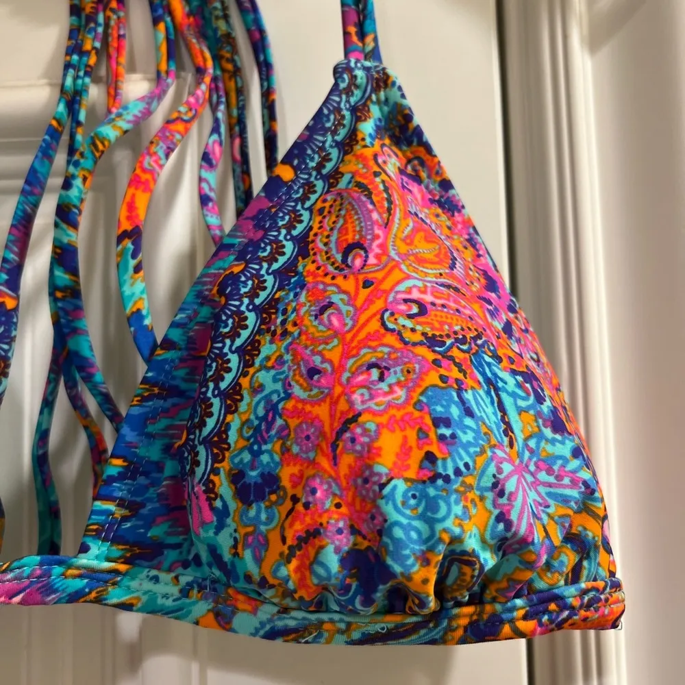 Colorful paisley strappy bikini top Size L - Image 4