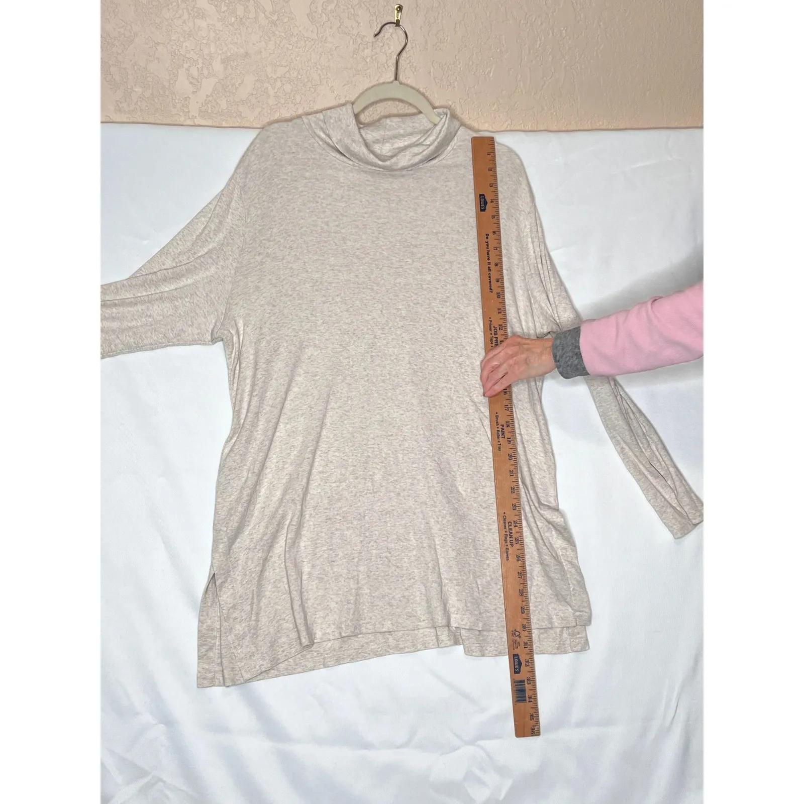 J.Jill Perfect Pima tunic beige/cream heathered cowl neck career basic office - Image 3