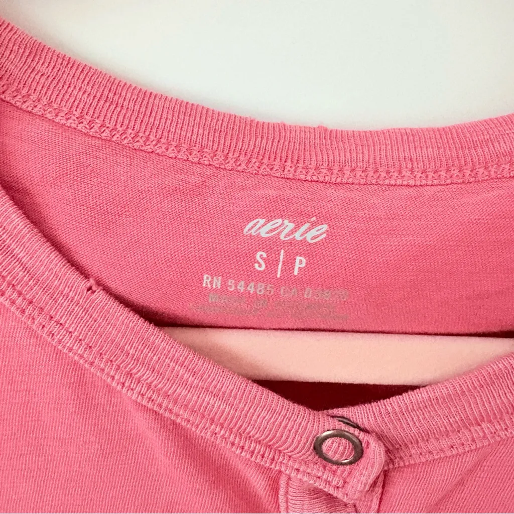 aerie Coral Long Sleeve Top Tie Waist Small - Image 6