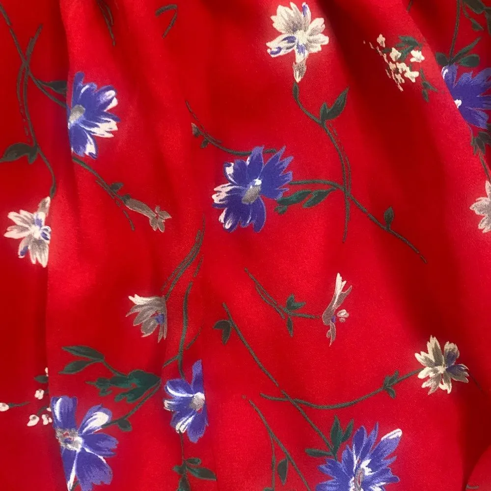 Lulus Bronwen Red Floral Print Flounce Sleeve Romper - Image 9