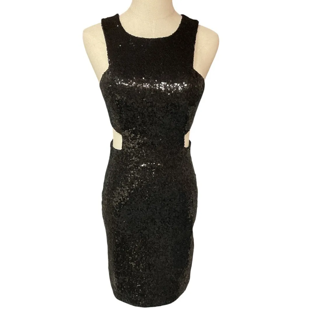 Teeze Me Women's Sleeveless Sequins Cut Out Clubwear Mini Dress Black Size 5 / 6 - Image 2