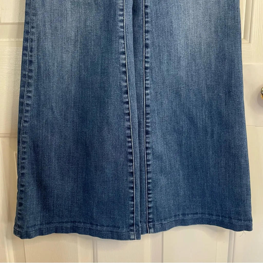 Anthropologie Pilcro Stet High Rise Flare Boho Leather Braid Trim Size 28 , 6 - Image 4