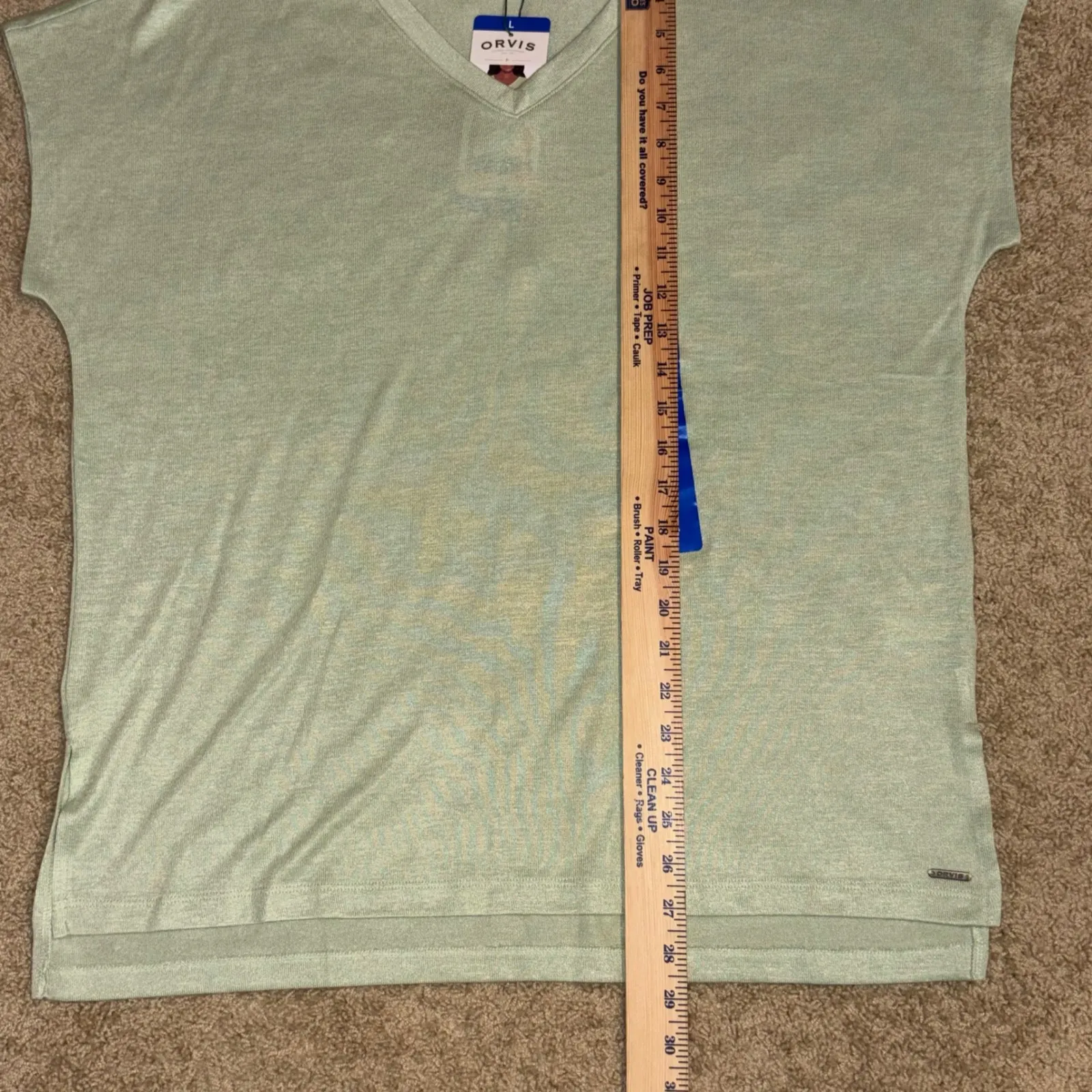 Orvis Classic Collection V-Neck‎ Cap Sleeve Top Lightweight Tee Shirt green L - Image 5