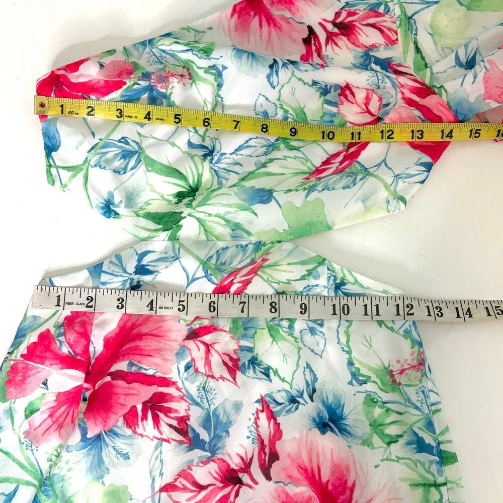 Hello Molly Where Wildflowers Bloom Red Green Floral One Shoulder Maxi Dress XS - Image 7