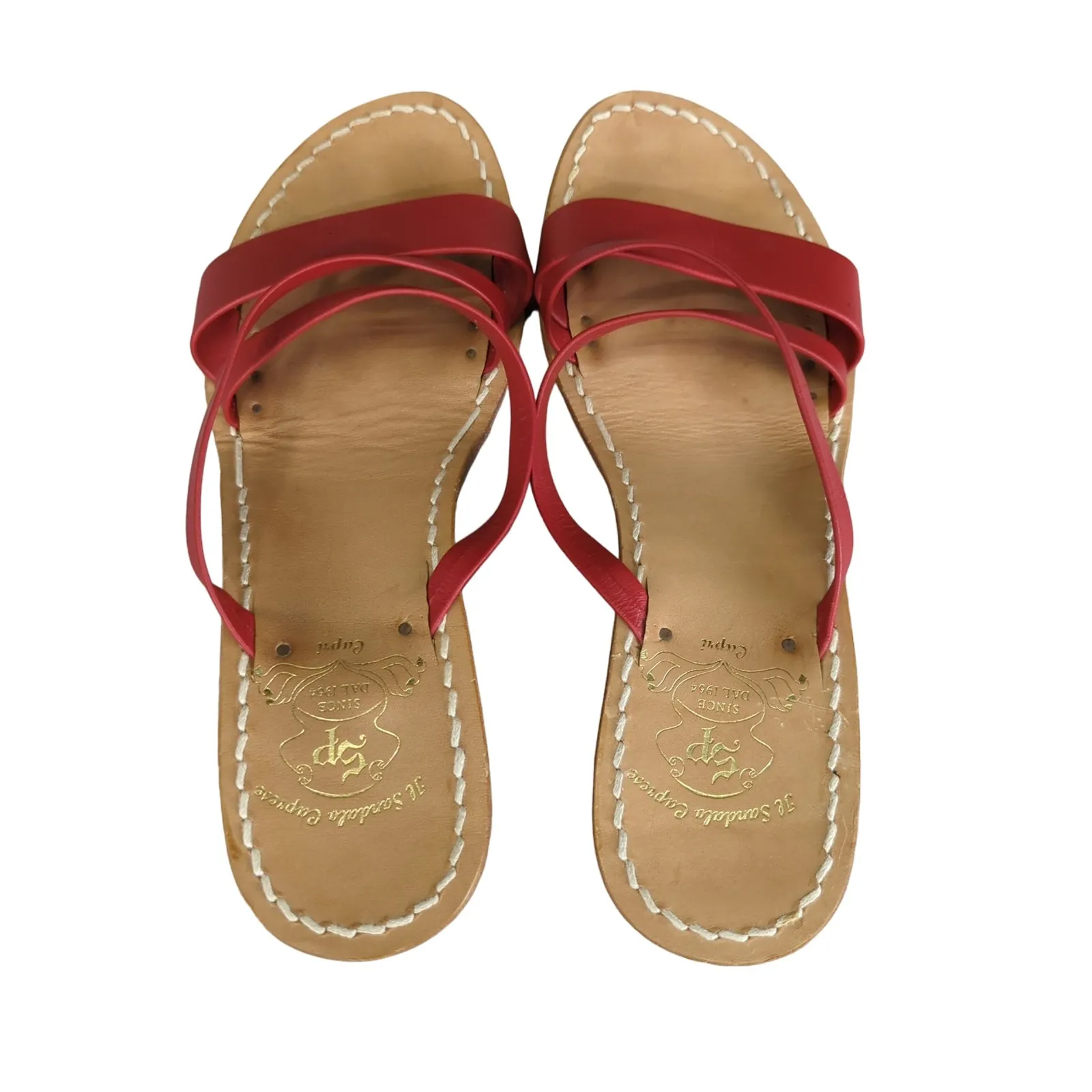 Il Sandalo Caprese Capri Sandals Red Leather‎ Criss - Image 6