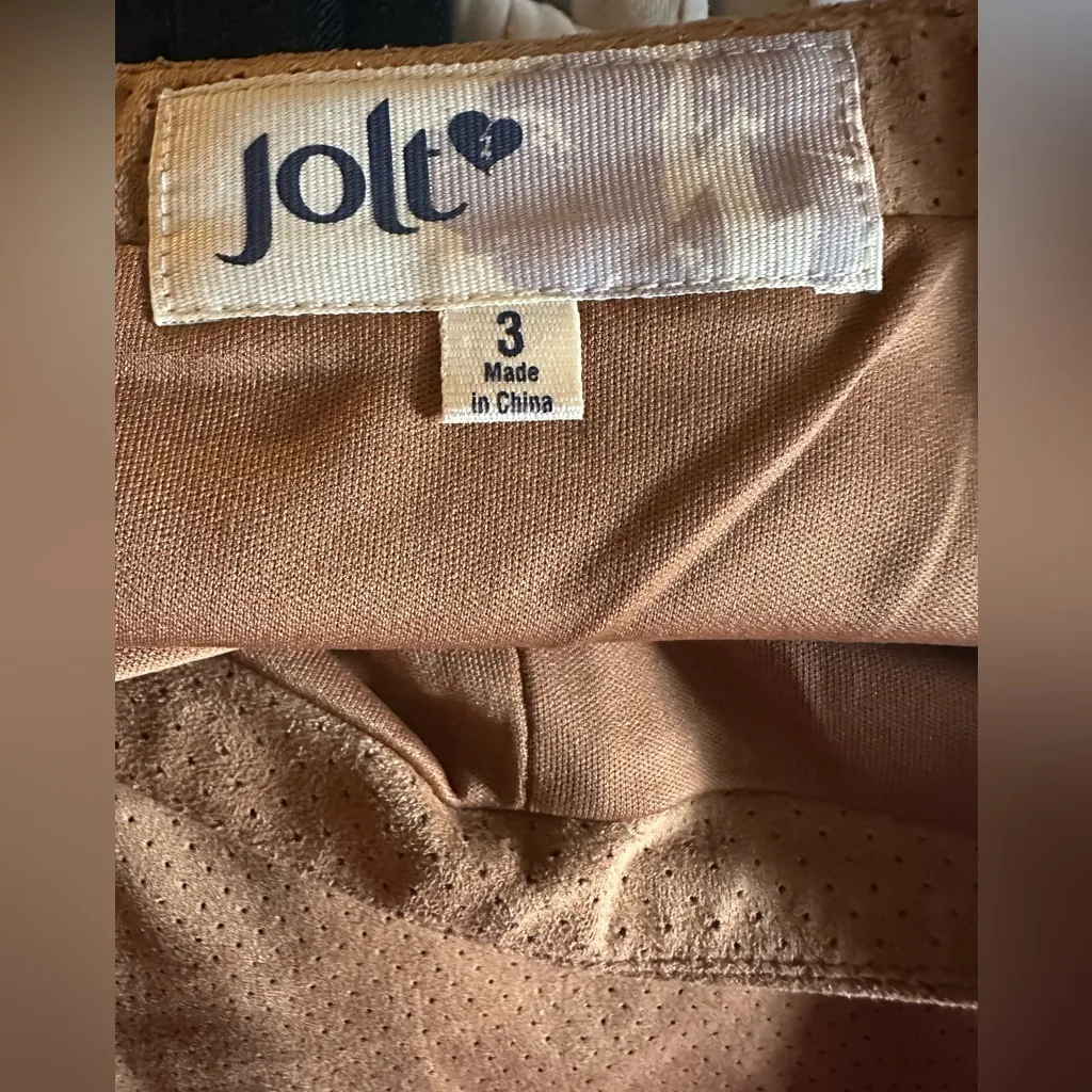 Jolt Faux Suede Camel Brown Mini Skirt - Image 7