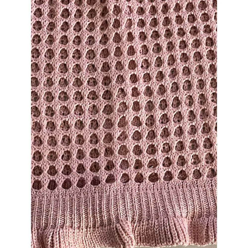 Bohemian Rose Pink Crochet Frill Cardigan Sweater Medium NEW - Image 6