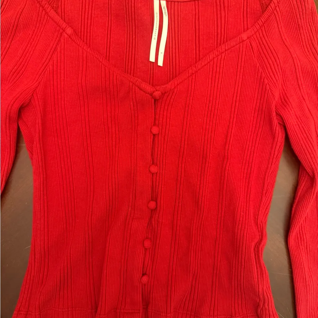 Anthropologie Red Off-Shoulder Sweater - Image 3