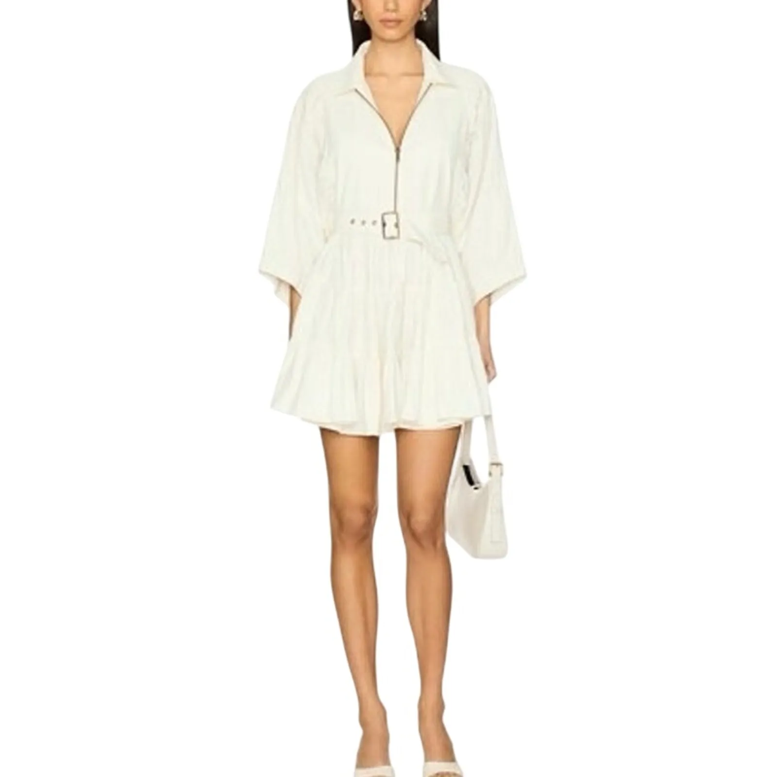 FREE PEOPLE Ivory Hampton Mini Dress Size L P2P 33.5” New w/o Tag MSRP $198 SOO - Image 5