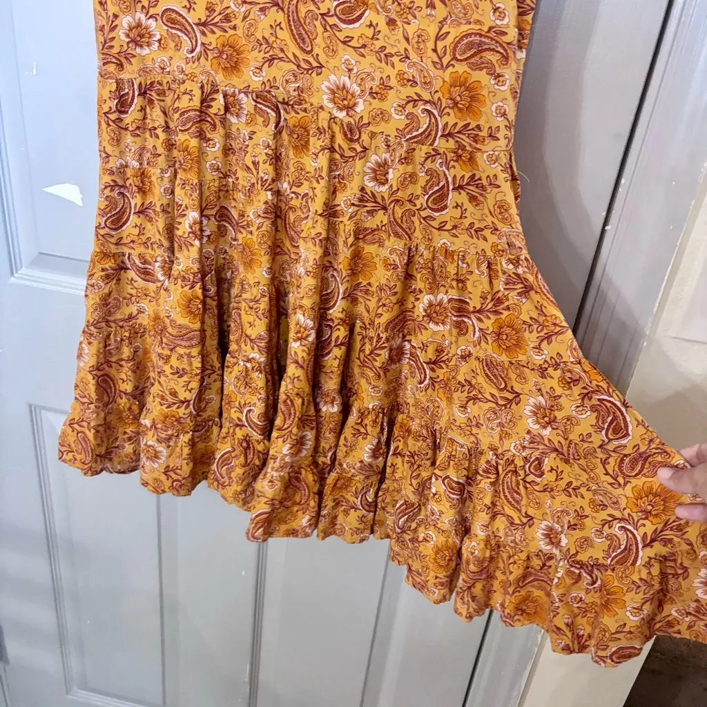 Patrons of Peace Toluca Border Orange Yellow Paisley A Line Swing Dress X-Small - Image 9