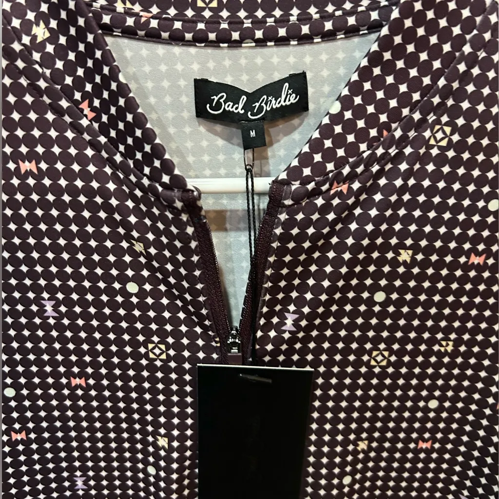 Bad Birdie Throwing Darts Purple Patterned Women's Quarter Zip Active Top M NWT Size M - Image 4