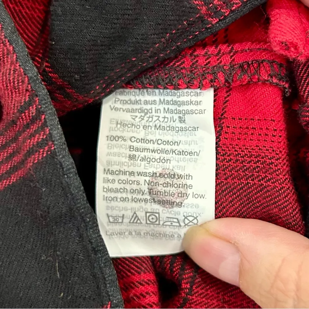 Madewell Women’s Flannel Button Down Pajama Top Red Size Small EUC - Image 5