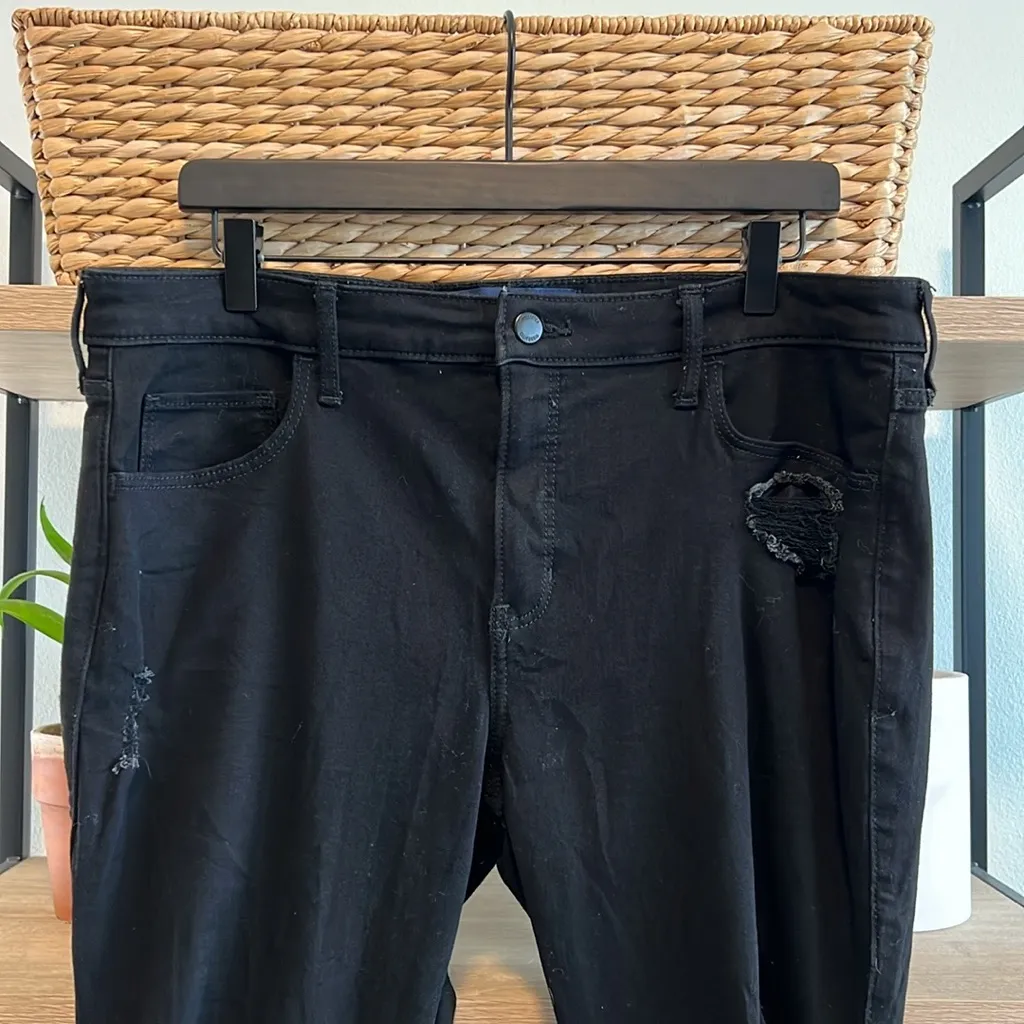 Hollister High-Rise Black Distressed Crop Super Skinny Jeans, 33 - Image 2