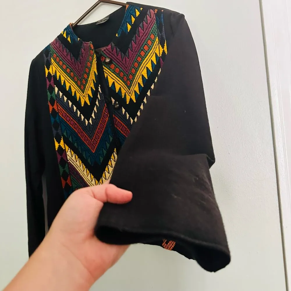 ARTESIANE De Colorea Multicolored Wooden Button Front Jacket Size Large - Image 6