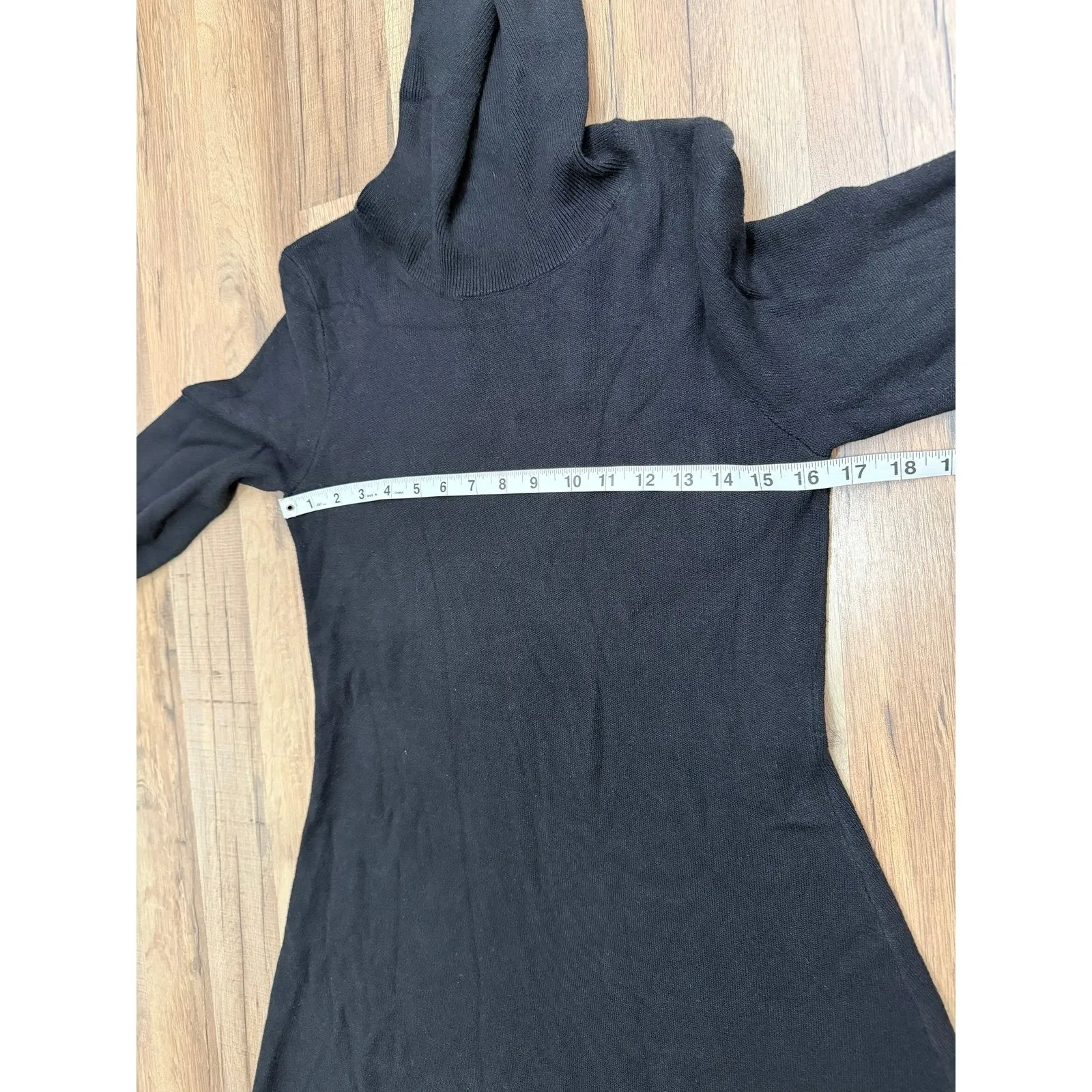 Tahari Black Turtleneck Sweater Dress Small Long Sleeve Knit Classic - Image 8