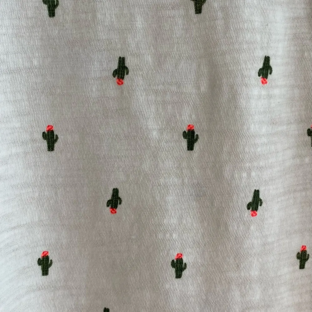 Boyfriend Tee with Pocket, Cactus Print T-Shirt, Size M - Image 8