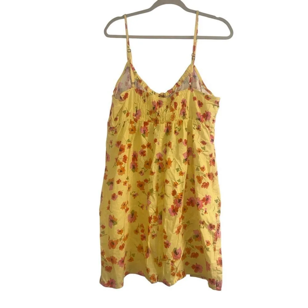 ✨Wild Fable Womens Floral Ruched Linen Blend Slip Sz XL Dress in Yellow✨ - Image 7