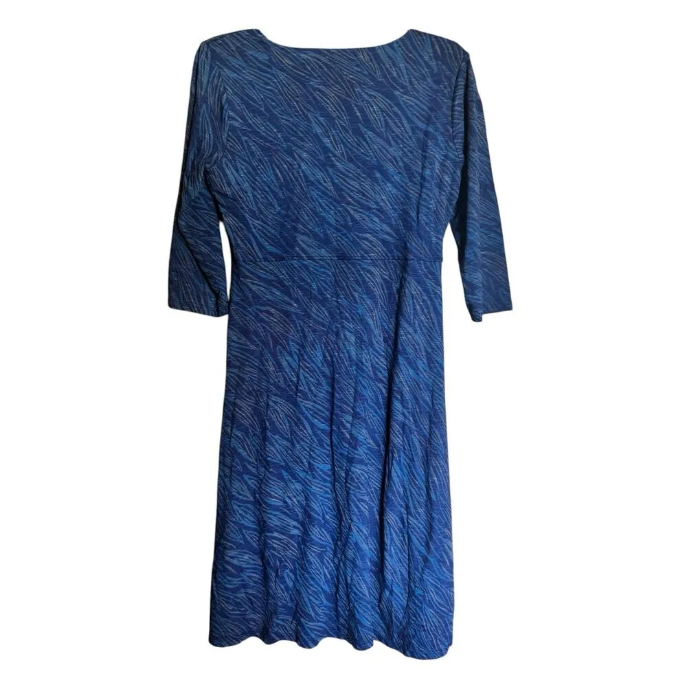 Horny Toad Rosalinda Dress Small Multicolor Artsy Print V Neck Organic Semi Fit - Image 5