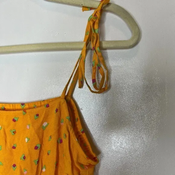 BP Women's Yellow Floral‎ Print Tie Strap Sleeveless Crop Top Tank Size Small - Image 6