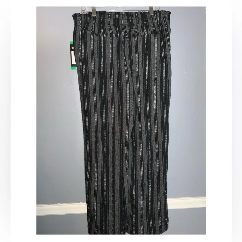 Briggs Black~White Stripe Linen Blend PullOn Elastic Waist Wide Leg Pants XL NWT - Image 4