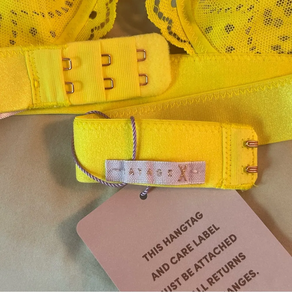 Savage X Fenty Women's Size 1X Bombshell Broderie Lace Halter Bralette Yellow - Image 7