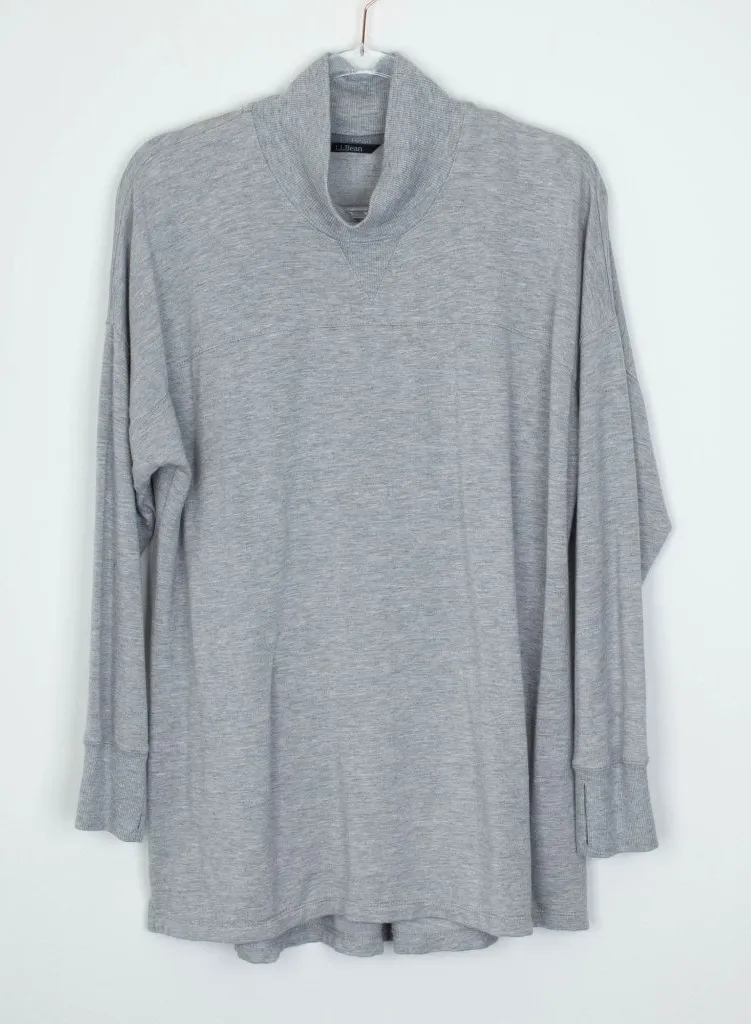 LL Bean Womens Softflex Mockneck Pullover Sweatshirt Size XL Gray Outdoors Cozy Gray - Image 1