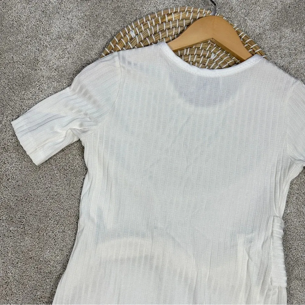 3.1 Phillip Lim Shortsleeve Ribbed Waist Scarf Wrap Tie Front Top Size XS - Image 6