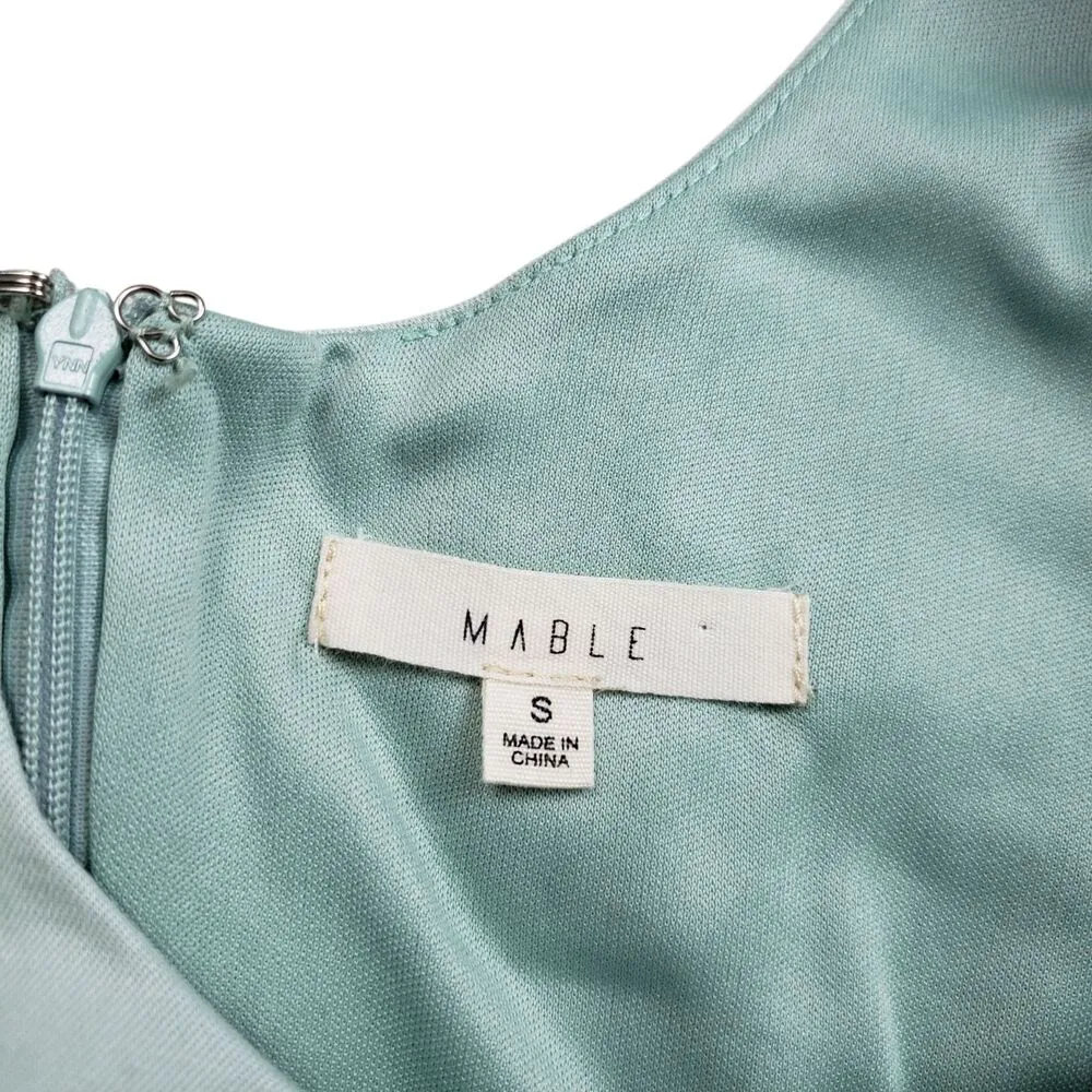 MABLE Anthropologie Slit Mini Dress Small Mint Green Sleevelees - Image 3