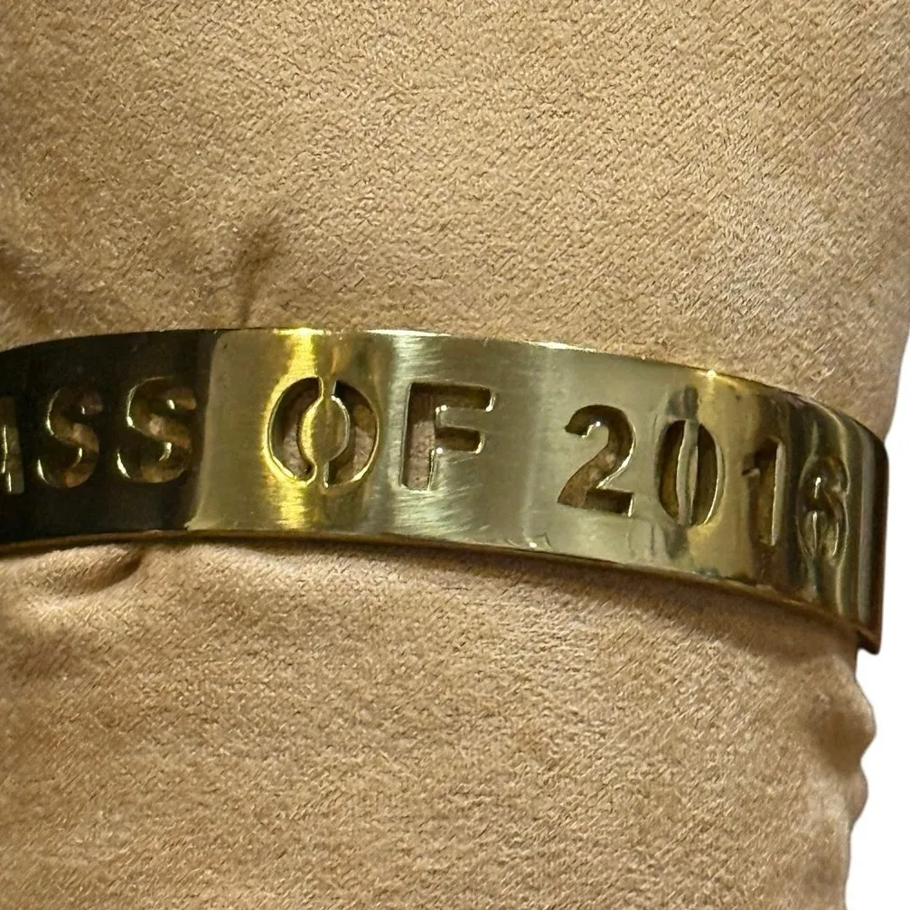 Rustic Cuff Gold-Tone Class of 2016 Cut-Out Cuff Bracelet Grad Gift Preowned - Image 6