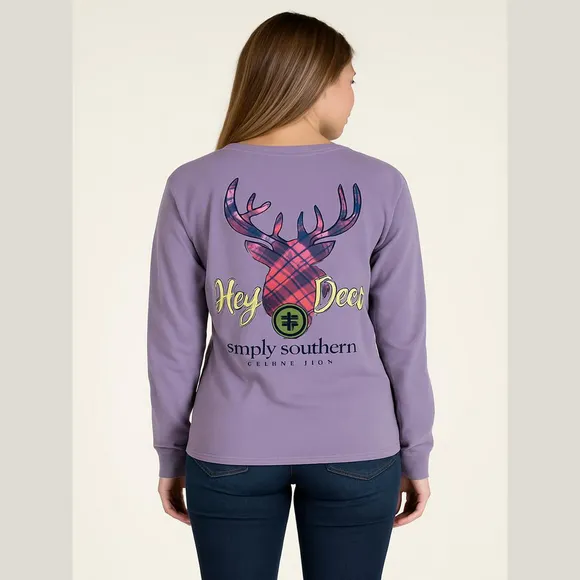 Simply southern size, large purple and gold long sleeve top - Image 2