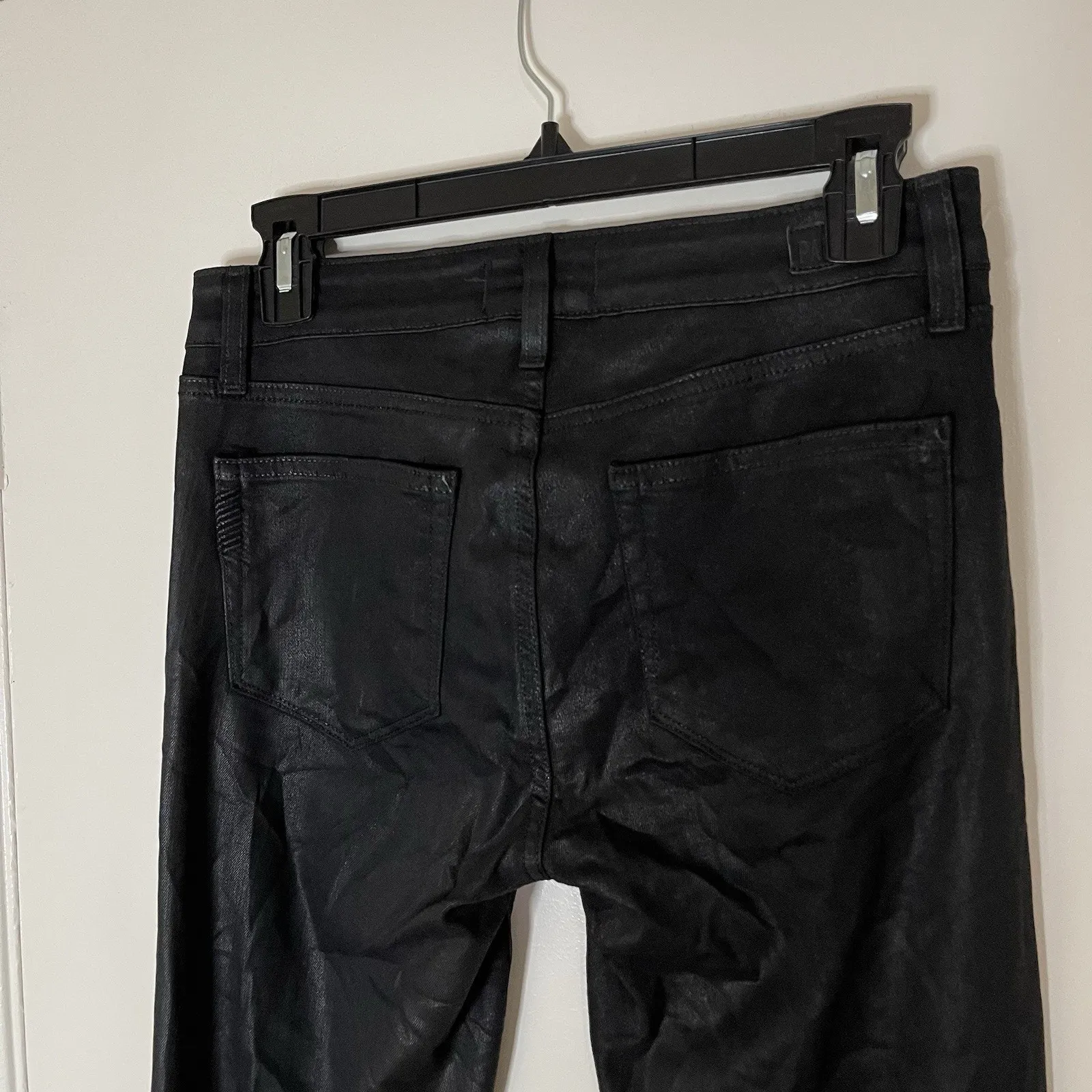 PAIGE Verdugo Ankle Black Silk Coated Skinny Jean size 28 - Image 5