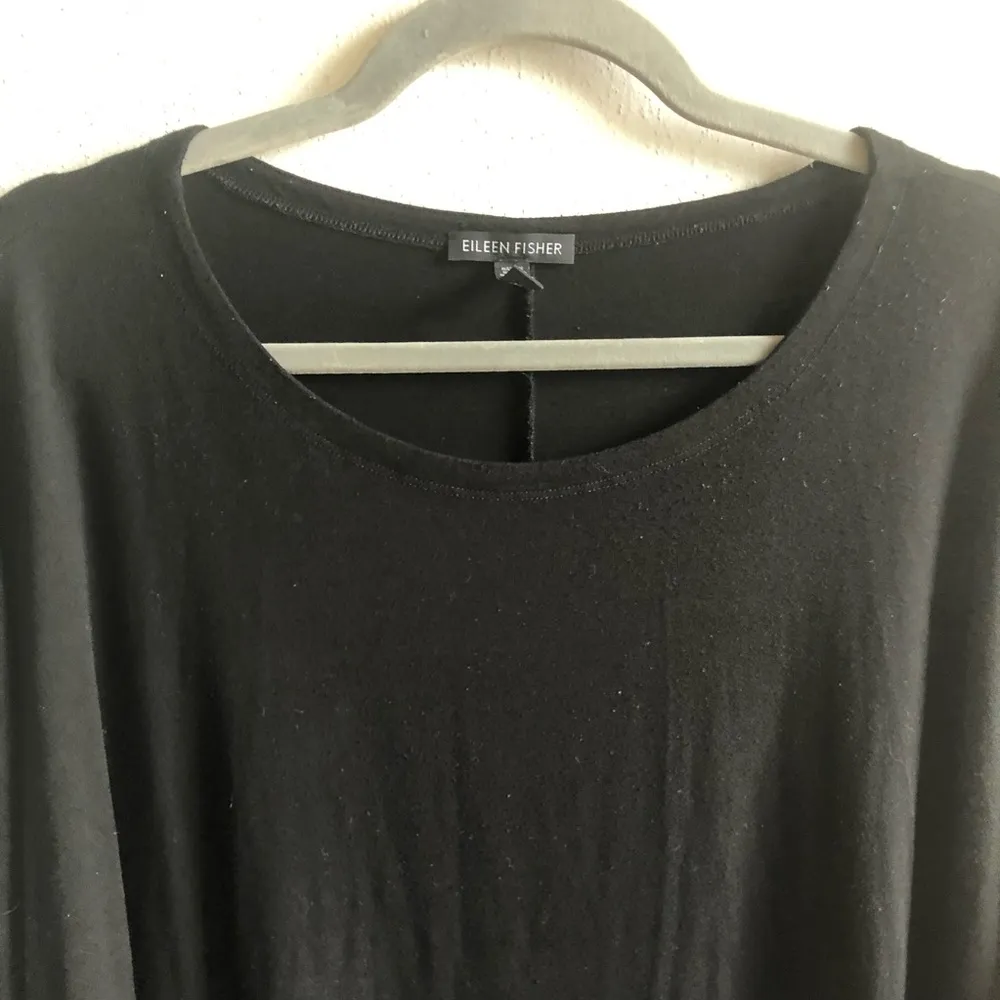 Eileen Fisher Tunic Black Rounded Neckline Half Sleeve Top Sz L GUC - Image 3