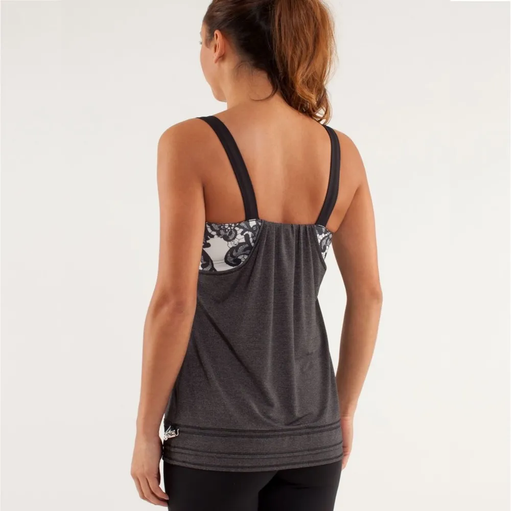 Lululemon Athletica Run: Back On Track Tank Black/Laceoflage Polar Cream Black 6 - Image 3