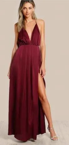Satin Maxi Dress Red Size XS - Image 3
