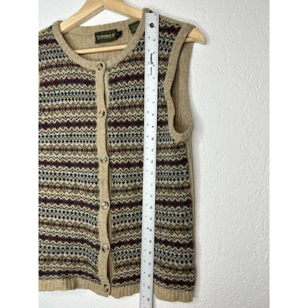 Vintage Timberland Weathergear Lambswool Button Front Vest M - Image 3
