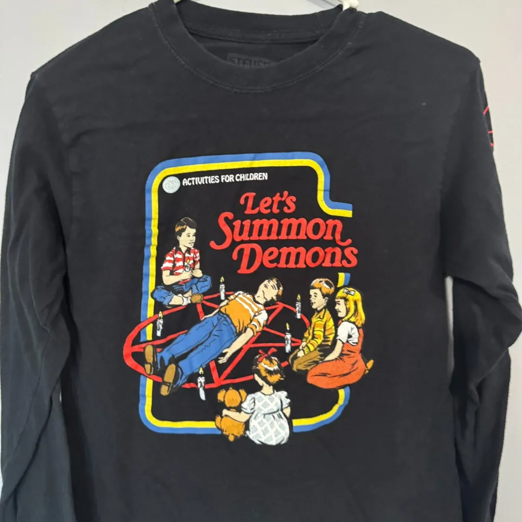 Steven Rhodes Black Long Sleeve Tee Shirt Let's Summon Demons Adult Size Small - Image 2