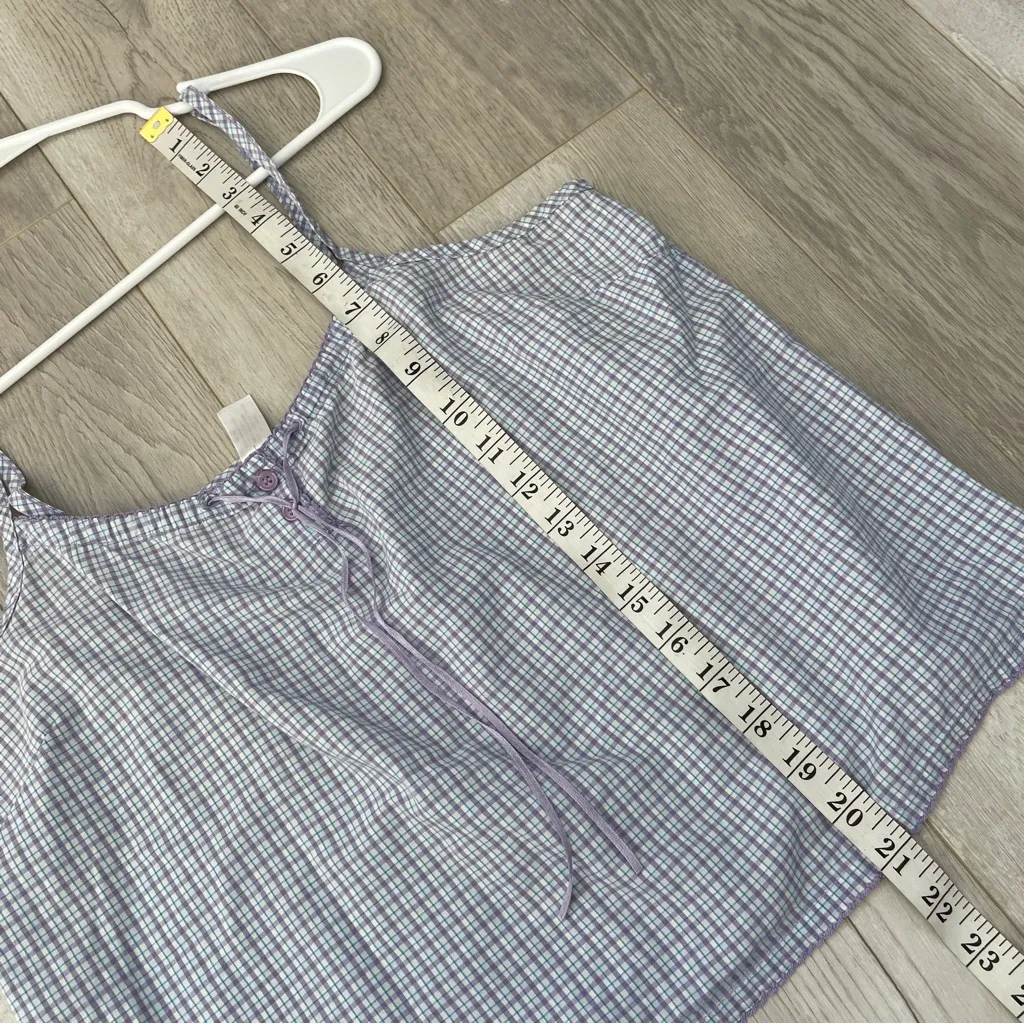 Gingham Cami Tank Top womens Purple (large) cottagecore softgirl retro light - Image 5