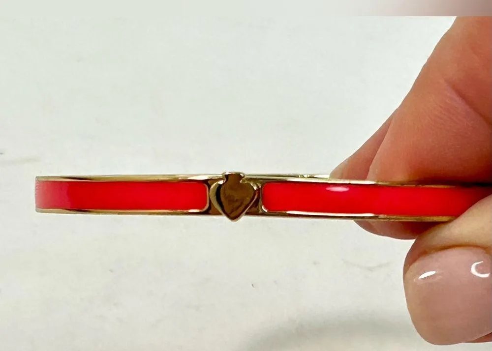 Kate Spade New York Spade Bangles Thin Enamel Hinge Bangle Bracelet Bright Rose - Image 4