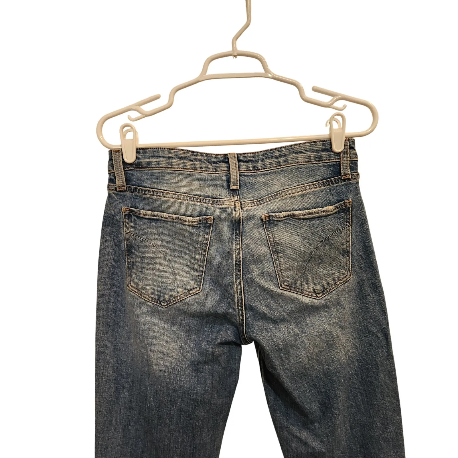 Joe's Jeans Blue Frayed Hem Distressed Lara Mid Rise Cigarette Ankle Jeans Sz 26 - Image 6