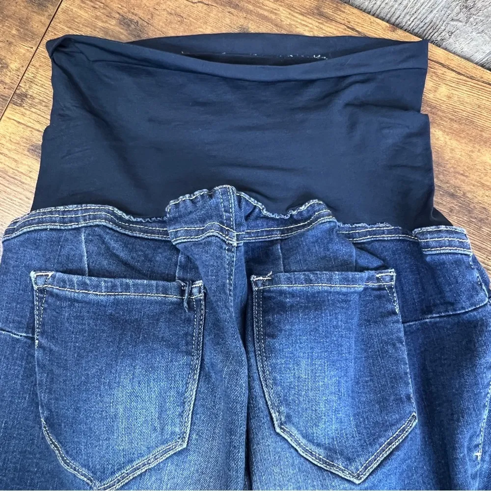 Evermore Denim Size XL Maternity Dark Blue Denim Jeans with Front Coin P… - Image 11